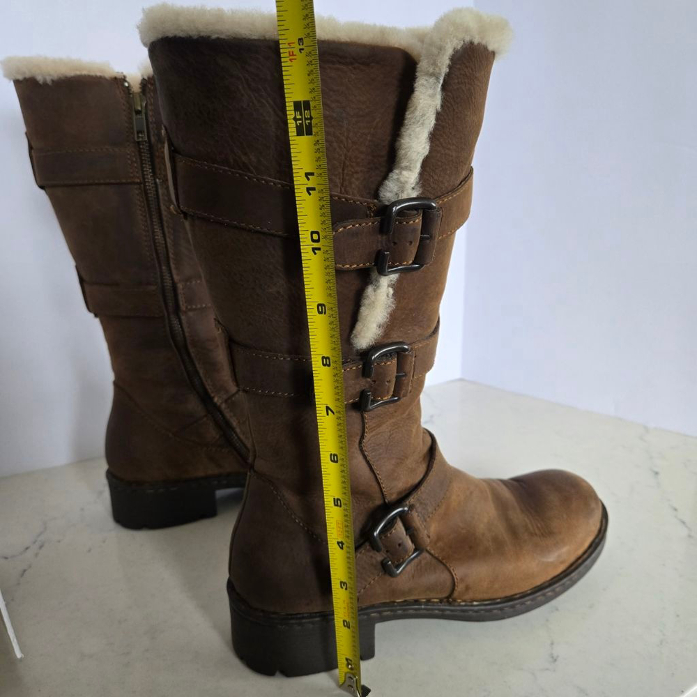 Women's Born Brown Leather Tawny Buckle Shearling Lined Midcalf Boots 8.5 EUC - Picture 10 of 10